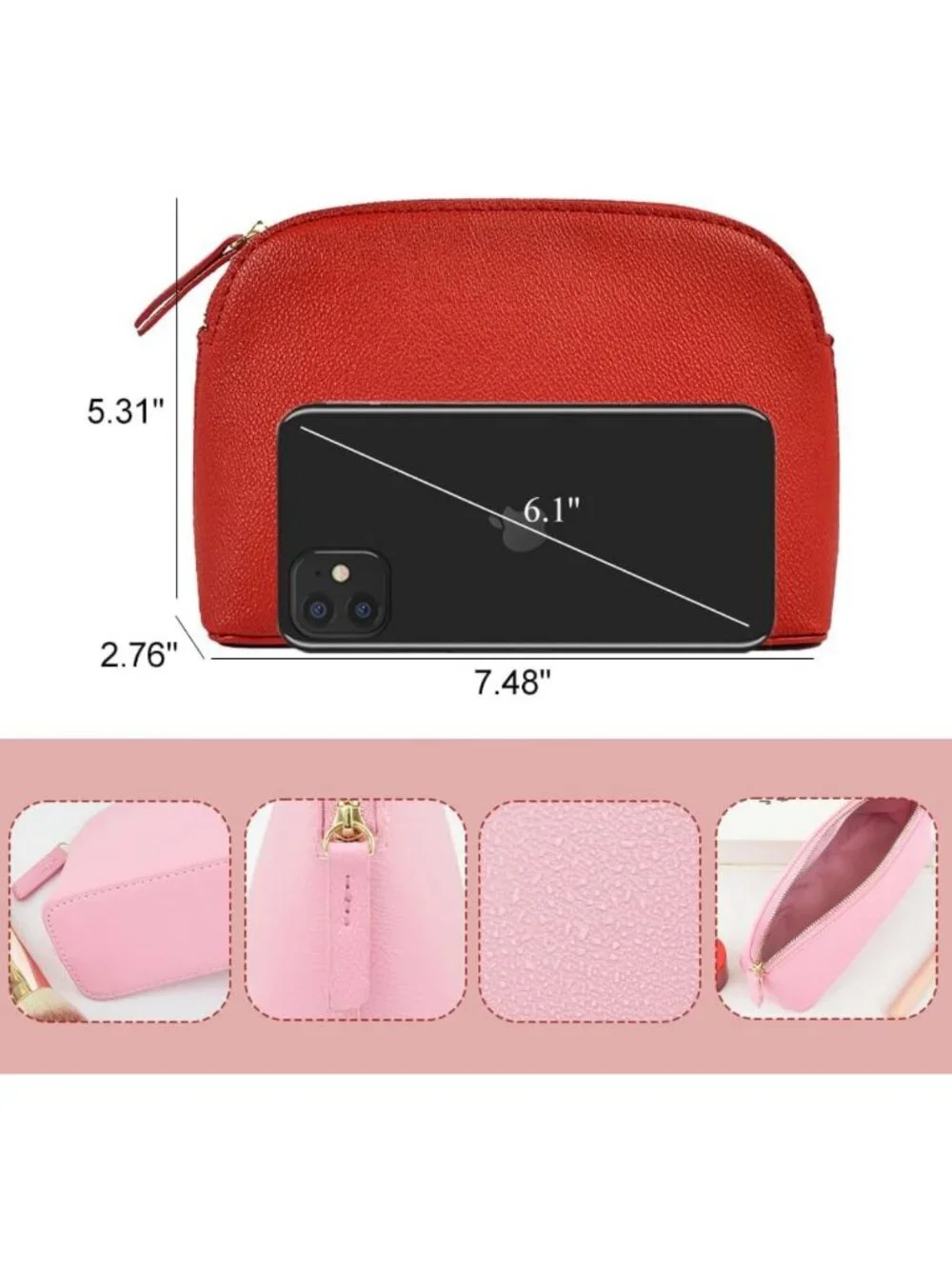 Portable PU Leather Makeup Organizer Pouch - Travel Cosmetic Clutch for